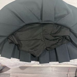 Black leather like tennis skort